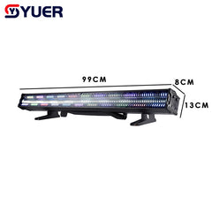 YUER™ 32+16 segmentos 192X0.2W RGB +96X2W luz estroboscópica de píxeles de tira larga blanca, efecto estroboscópico de lavado, Dj Disco, escenario exterior