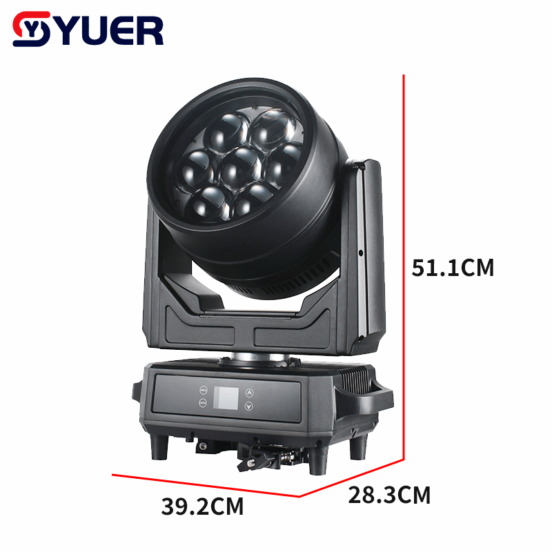 YUER™ IP65 Waterproof 7x60W LED RGBW 4in1 +210x0.3W LED RGB Bee Eye Moving Head Light Wash Zoom Rainbow Effect DMX512 Art-Net Control For DJ Disco Party Bar Club Wedding Stage Lighting