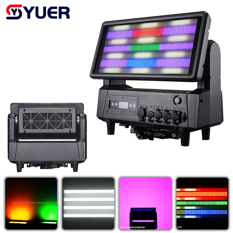 YUER™ IP65 Waterproof 48+18 Segments Moving Head Strobe Light Wash Effect Art-Net DMX512 RDM Control For DJ Disco Party Bar Club Stage Lighting