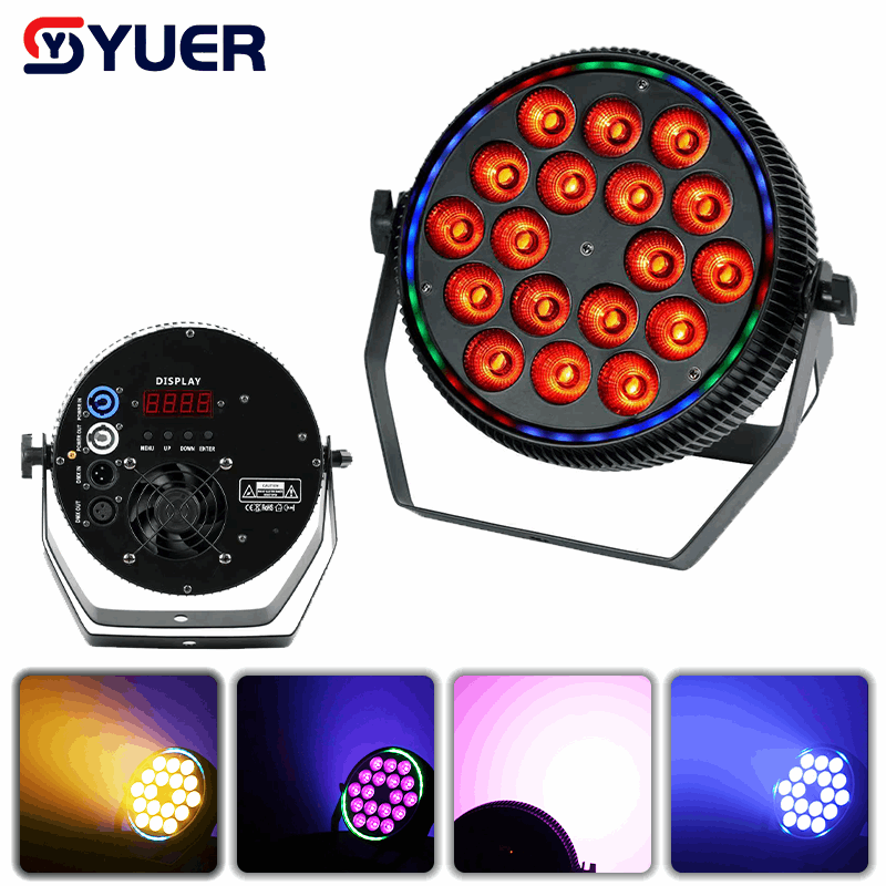 YUER™ 18x10W RGBW 4in1 LED Mute Par Light With RGB Light Strip Wash Effect For DJ Disco Party Bar Club Wedding Stage Lighting