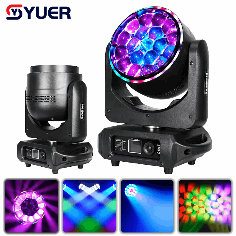 YUER™ 19x15W RGBW 4in1 Bee Eye Moving Head Light With Ring Wash Zoom Effect DMX512 RDM Control For DJ Disco Party Bar Club Wedding Stage Lighting