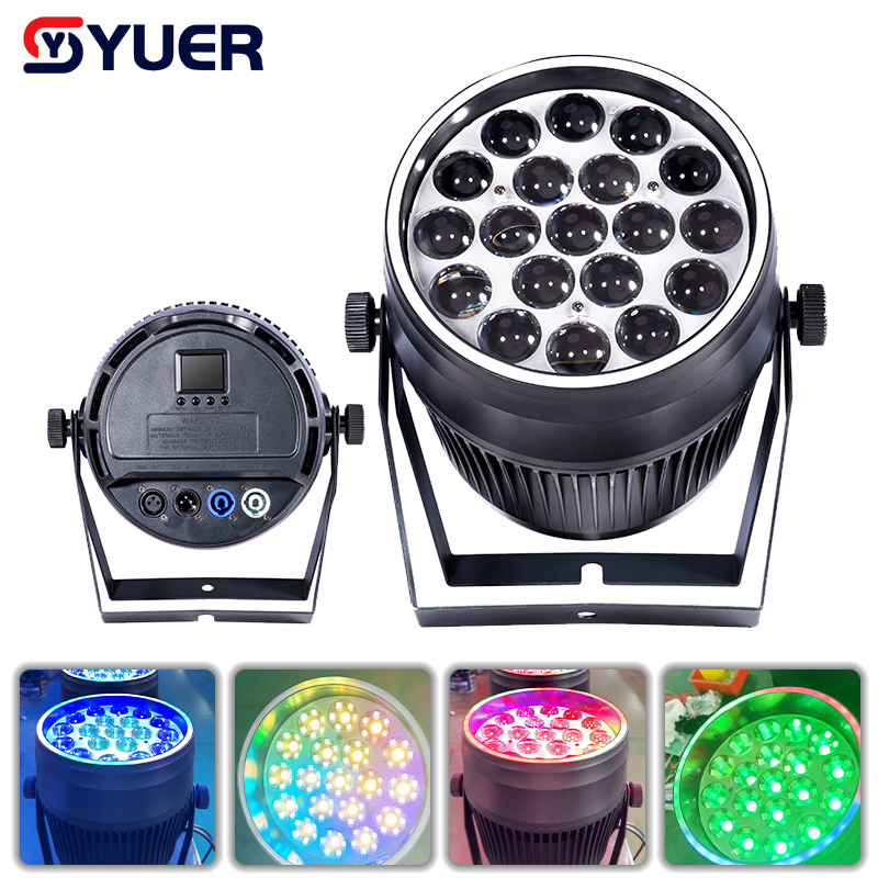 YUER™ 19x15W RGBW 4in1 Zoom +Auxiliary Light Par Light With Ring CTO Wash Beam Effect DMX512 For DJ Disco Party Bar Club Wedding Stage Lighting