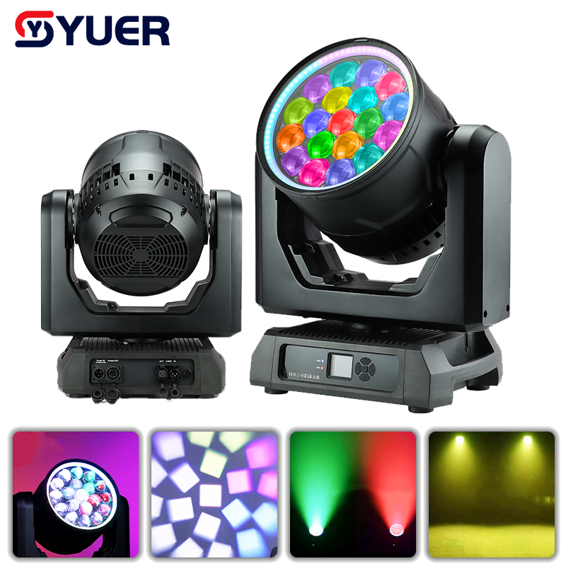 YUER™ IP65 Waterproof 19x60W RGBL LED Zoom Moving Head Light With Ring CMY Point Control Bee Eye Effect DMX512 For DJ Disco Party Bar Club Wedding Stage Lighting