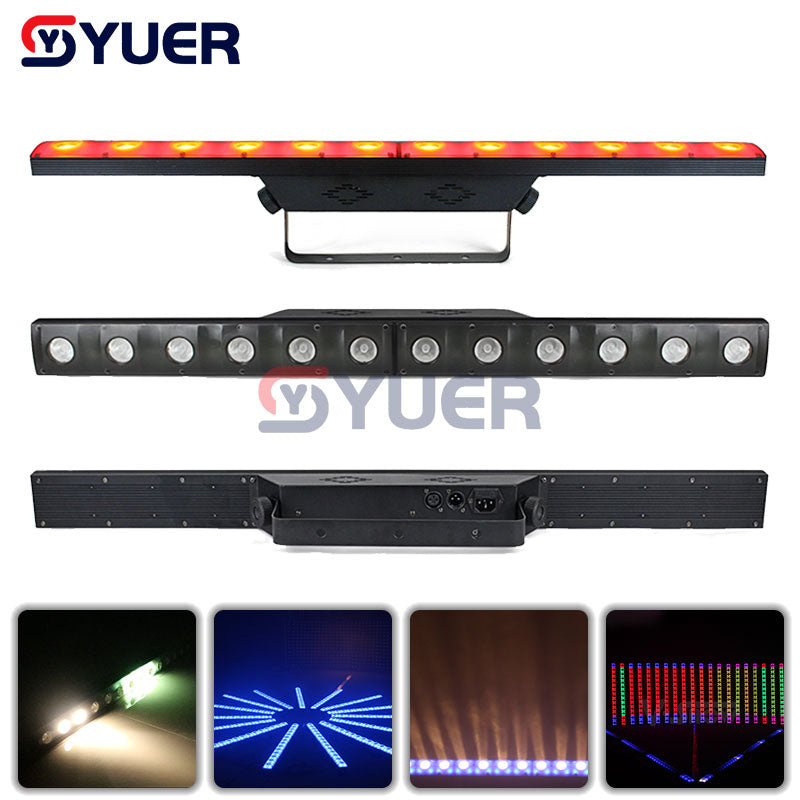 YUER™️ Beam Wash 2IN1 12X3W CREE LED Luces de pared LED de color blanco cálido o blanco frío con 72 chips LED RGB 3IN1 SMD 5050 Efecto de sala de espectáculo Funciones de caballo corriendo 