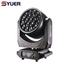 YUER™️ LED 19x40W RGBW Bee Eye Beam Zoom Wash Effect avec bande lumineuse cercle rotatif Tête mobile professionnelle Éclairage de scène DJ Disco