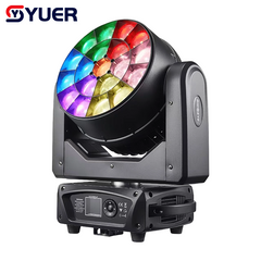 YUER™️ LED 19X15W RGBW 4-EN-1 Lyre mobile "Bee Eye" avec focus électronique DMX512 pour DJ, effet de lumière de scène DMX, discothèque