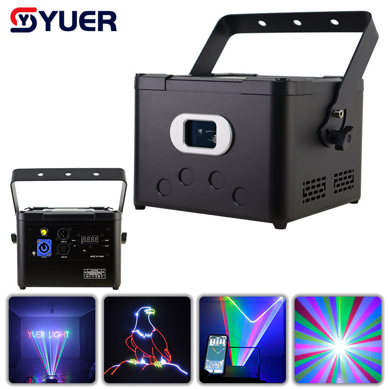 YUER™️ Control por APP 1W 2W 3W 4W 5W Escáner de haz Láser RGB Luz de escenario DMX DJ Boda Club Discoteca Navidad Proyector de animación