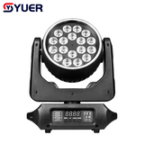 YUER™️LED 18X12W RGBW 4IN1 Moving Head Zoom Light With Ring Voice Control DMX512 For Disco Party Club DJ Stage Effect Lights