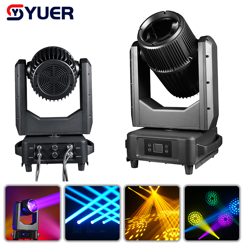 YUER™️ Lyre à tête mobile étanche IP66 en fonte d'aluminium 380 W BEAM, 8+16+24 prismes en nid d'abeille +16 doubles prismes +arc-en-ciel +effet d'atomisation DMX512 pour éclairage de scène, effets lumineux, discothèque, DJ, bar