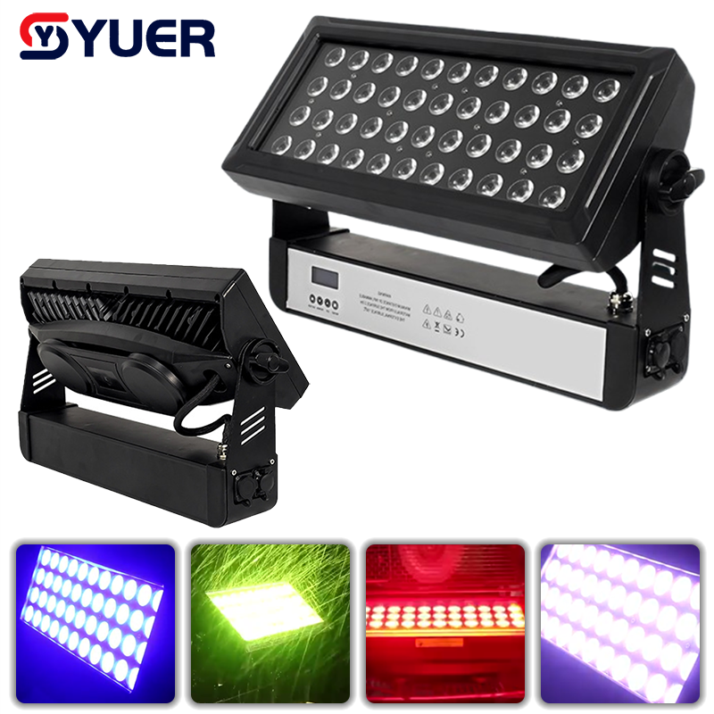 YUER™️ Projecteur LED étanche IP65 44X10W RGBW 4en1 Effet Stroboscopique RDM DMX512Pour Scène Studio Théâtre Bâtiment Paysage Vue de Nuit Urbaine