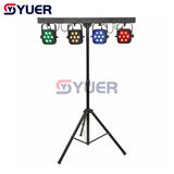 YUER™️ Led Par Kit 4pcs 7x10W 4in1 RGBW Led Slim Flat Par Lights with Light Stand DMX Bar Foot Controller Bag Package Set