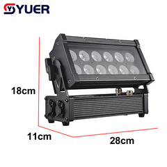 YUER™️ Projecteur de Scène IP65 Étanche 12x18W RGBWA+UV LED 6 en 1 avec Batterie, Lumière Wash, Télécommande Sans Fil, pour Fête Mariage DJ Discothèque