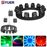 YUER™️LED 12X80W RGBW 4IN1 Infinite Lifting Ring Moving Head Beam Light With 432X3W Warm White+432X3W White Strobe Effect RDM DMX512 For Dj Disco Party Wedding