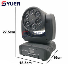YUER™️ Mini 80W LED 6Pcs RGBW 4IN1 Ojos de abeja y luz con cabezal móvil láser Luz de efecto de haz de escenario DMX512 Equipo de DJ para fiesta de sonido 