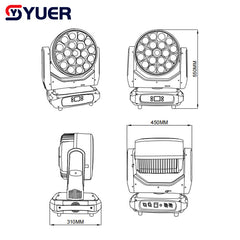 YUER™️ LED 18X40W RGBW Lumière de scène mobile laser "Œil d'abeille" RGB avec SMD DMX512 pour discothèque, club, 52/76/148CH, effets de lumière DJ