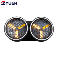 YUER™️LED 6x20W Gold + 102X0.2W RGB 2 Eyes Moving Head Effect Light With Ring Infinite Rotation DMX512 For DJ Disco Stage Wedding Party