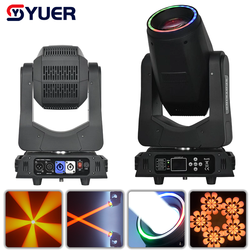 YUER™️ LED 300W Moving Head Light Beam Spot Wash Zoom With Ring +