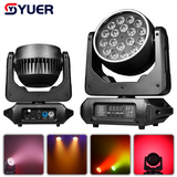 YUER™️LED 18X12W RGBW 4IN1 Moving Head Zoom Light With Ring Voice Control DMX512 For Disco Party Club DJ Stage Effect Lights
