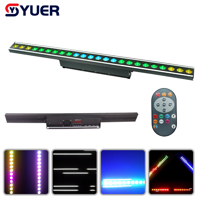 Focos YUER™️LED 24X4W RGBW 4EN1 de lavado de pared con 120X0.2W blanco cálido + efectos de carrera de caballos RDM DMX512 para DJ, club, discoteca, fiesta, pista de baile