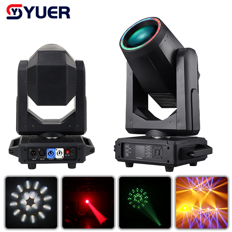 YUER™️ 295W Lámpara Cabezal Móvil Beam Spot con Apertura Enfoque Electrónico + Efecto Arcoíris DMX512 para Dj Efecto de Luz de Escenario DMX Luz de Discoteca Dj Bar