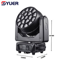 YUER™️ Copy Claypaky K10 19x15W Bee Eye RGBW 4in1 LED Wash Moving Head Light With Zoom And Rotation DMX512 For DJ Disco Bar Party Nightclub Stage Light