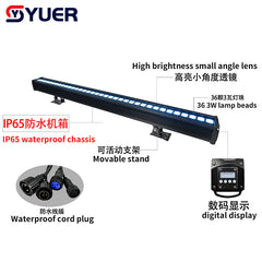 YUER™️ NUEVO Dispositivo de Control de Píxeles DMX con Luz LED de Baño de Pared IP65 Resistente al Agua 36X3W RGB 3 EN 1, Adecuado para Discotecas, DJ, Salones de Baile, Bares y Decoración de Parques
