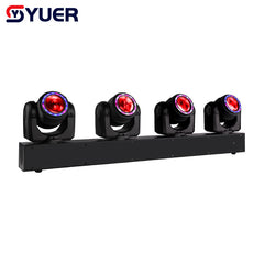 Barra de luz de cabeza móvil de haz LED YUER™ 4x80W RGBW 4 en 1 con anillo DMX512, iluminación de escenario con efectos para DJ, discotecas, bodas y fiestas