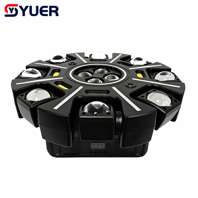YUER™ 12x10W RGBW LED Bee Eye 8 Arm Little Diamond Moving Head Light RG Laser 9 RGB Light Strips With Wash Effect DMX512 For DJ Disco Party Bar Club Wedding Stage Lighting