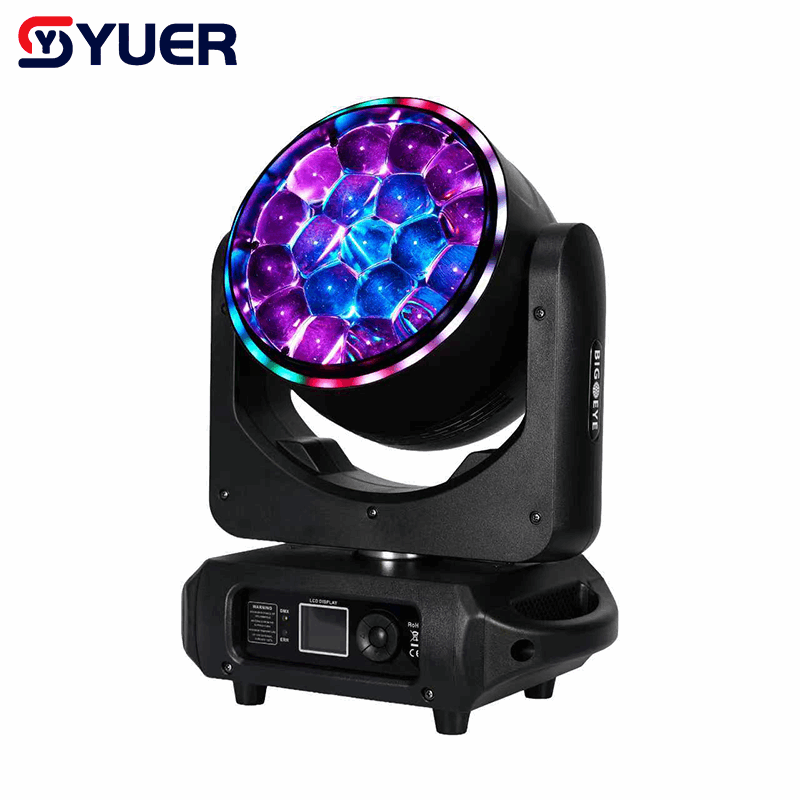 YUER™ 19x15W RGBW 4in1 Bee Eye Moving Head Light With Ring Wash Zoom Effect DMX512 RDM Control For DJ Disco Party Bar Club Wedding Stage Lighting