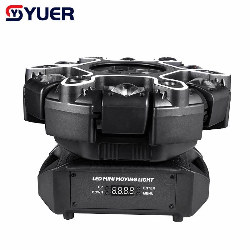 YUER™ 10x10w RGBW Beam 6-Arm Super Bee Eye Donkey Kong Moving Head Effect Light With Iridescent Light Strips White/Gold Strobe RG Laser Effect DMX512 Sound Control For DJ Disco Bar KTV