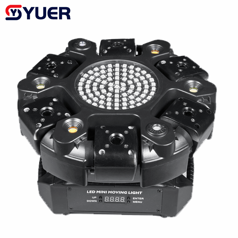 YUER™ 6x500mw R Laser 91 magic Strobe Battle Shadow Six Arm Laser Moving Head Effect Light With Iridescent Light Strips White/Gold Strobe RG Laser Wash Effect DMX512 Sound Control For DJ Disco Bar KTV