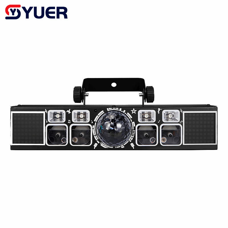 YUER™ 3x3W RGB +4Pcs 3x3W White/UV +64x0.3W 5050 LED Bracket Light Wash Magic Ball Effect DMX512 Remote Control For DJ Disco Party Bar Club Wedding Stage Lighting