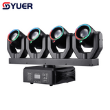 YUER™️ NEW 12X10W 4 Head Moving Head Beam Light With LED Ring 2X100mw Red+2X50mw Green Lasers Effect DMX512 For DJ Disco Party Stage Effect Lighting Night Club Bar Light