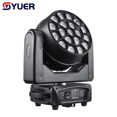 YUER™️ LED 19X15W RGBW 4-EN-1 Lyre mobile "Bee Eye" avec focus électronique DMX512 pour DJ, effet de lumière de scène DMX, discothèque