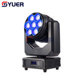 YUER™️ New LED 7x40W RGBW Beam Wash Zoom Moving Head Light DMX 17 CH DJ Disco Party Church TV Studio Stage Effect Equipment