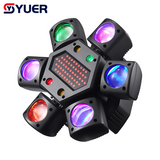 YUER™️12X3W Beam LED+3X3W Spot LED RGBW 4IN1 6 Head Moving Head Light With RG Laser +Strobe Effect Remote Control DMX Stage Lighting for Disco Music Bar Party