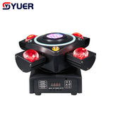 YUER™️ NEW LED 4X10W RGBW 4 Moving Head Beam Light DMX512 Controlled With Ring RG Laser Strobe Effect Disco Music Dance Bar Party Light