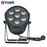 YUER™️ NEW Mold LED Flat Par 7X12W RGBW Light Family Birthday Party Theater Wedding Stage Lighting DMX512 Remote Music Control