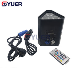 YUER™️ Mini luz par LED 54W DMX inalámbrica RGBWA-UV 6 en 1 para luces LED de escenario para fiesta de DJ Lavado LED Batería de control remoto inalámbrico de 2,4 Ghz 