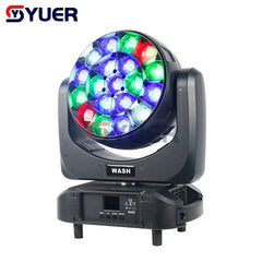 YUER™️ 19X20W Big Bee Eye Zoom RGBW Luz con cabezal móvil DMX512 RDM 21/23/35/78/92/97/99CH Beam+Wash DJ Disco Bar Equipo de efectos de escenario musical 