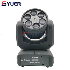 YUER™️ Mini 80W LED 6Pcs RGBW 4IN1 Ojos de abeja y luz con cabezal móvil láser Luz de efecto de haz de escenario DMX512 Equipo de DJ para fiesta de sonido 
