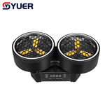 YUER™️LED 6x20W Gold + 102X0.2W RGB 2 Eyes Moving Head Effect Light With Ring Infinite Rotation DMX512 For DJ Disco Stage Wedding Party