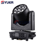 YUER™️ Professional Mini 7x40w RGBW LED Beam Zoom Moving Head Light Macros Stage Light CTO Wash Strobe Effect DMX Music Dance Disco