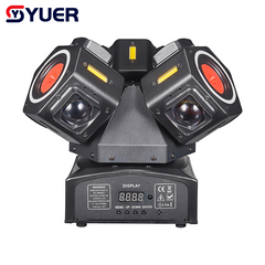 YUER™ 9x10W RGBW 4in1 +9x10W Strobe +2 Red 1 Green Laser  3 Arm Moving Head Light With Ring Beam Laser Strobe Effect DMX512 Remote Control For DJ Disco Club Wedding Party Bar Stage Lighting