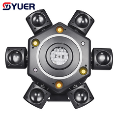 YUER™️ LED 6X10W RGBW 4EN1 Luz de cabeza móvil de 6 cabezales con láser RG y luz estroboscópica DMX512 para escenarios, luz de haz giratoria para fiestas en discotecas o bares