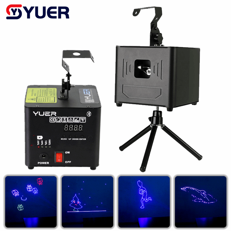 YUER™ Mini 1W 2W RGB Battery Animation Laser Light With Stand DMX512 APP Control For DJ Disco Party Bar Club Wedding Stage Lighting