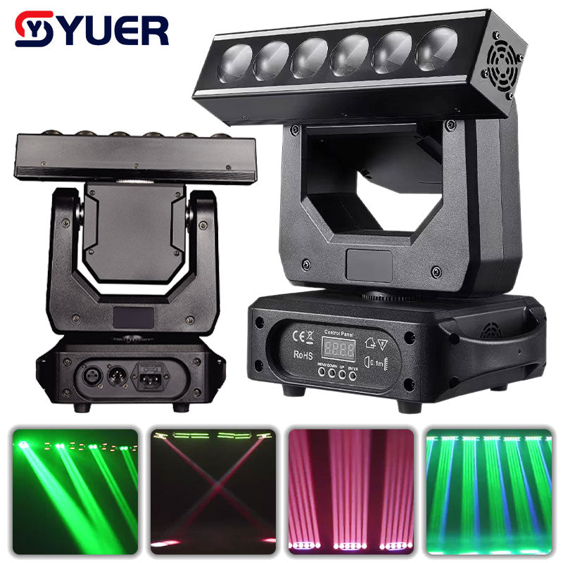 YUER™ NOUVEAU 6x20W Projecteur LED avec stroboscope Lyre Dj Contrôleur Disco Lampe LED RGBW 4-en-1 XYZ Lyre Rotation infinie
