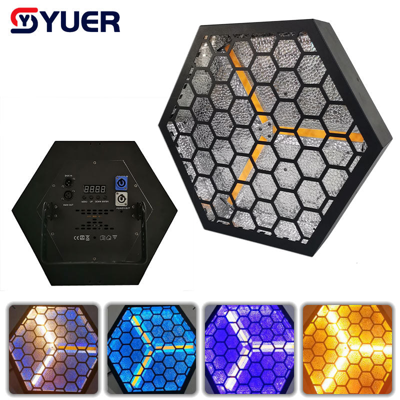 YUER™️ 3x60W COB Dorado + LED 48x3W RGB Luces LED Retro Intermitentes Iluminación de Fondo LED DMX512 para DJ Discoteca Bar Fiesta Club Espectáculo