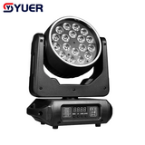 YUER™️LED 18X12W RGBW 4IN1 Moving Head Zoom Light With Ring Voice Control DMX512 For Disco Party Club DJ Stage Effect Lights