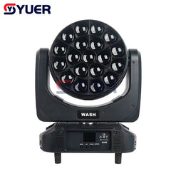 YUER™️ 19X20W Big Bee Eye Zoom RGBW Luz con cabezal móvil DMX512 RDM 21/23/35/78/92/97/99CH Beam+Wash DJ Disco Bar Equipo de efectos de escenario musical 